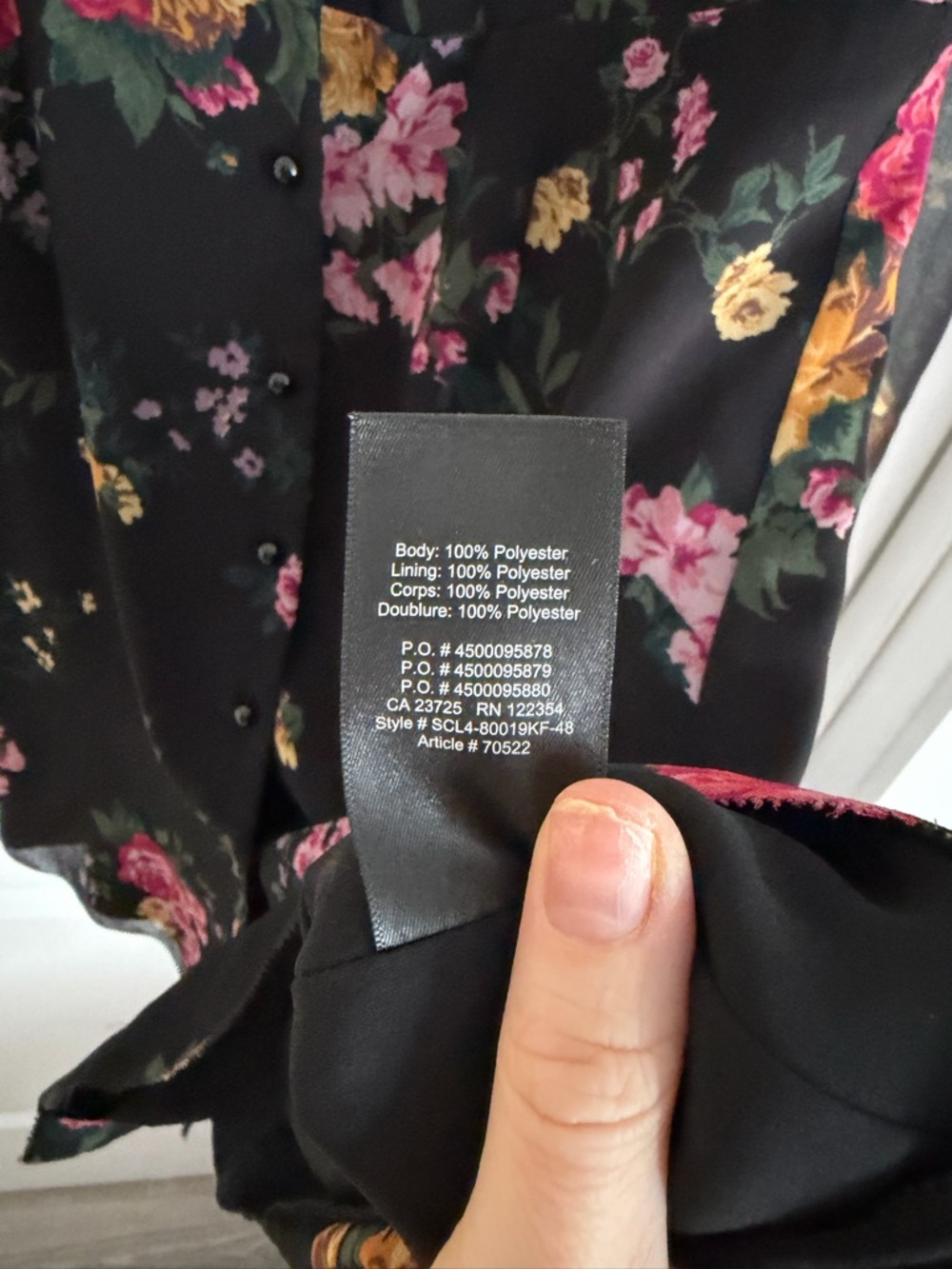 Aritzia Wilfred Nazaire Black Floral Long Sleeve Dress - Picture 7 of 10